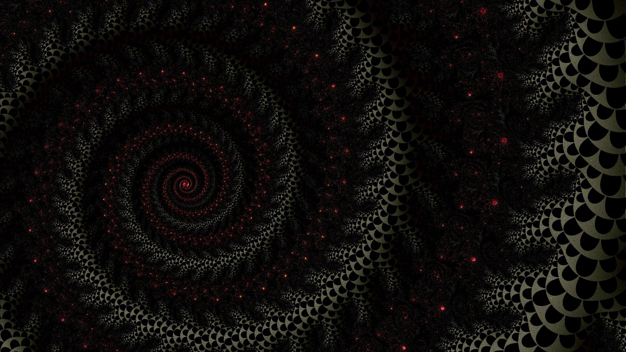 Free download Download wallpaper 2048x1152 spiral fractal dark