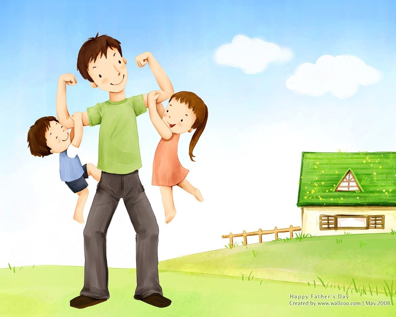 Father's Day theme of South Korean illustrator wallpaper