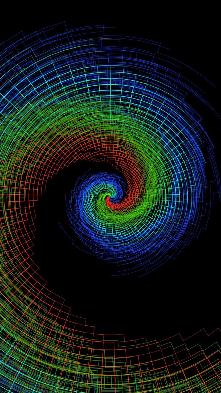 Download wallpaper 938x1668 spiral, colorful, funnel, twisted