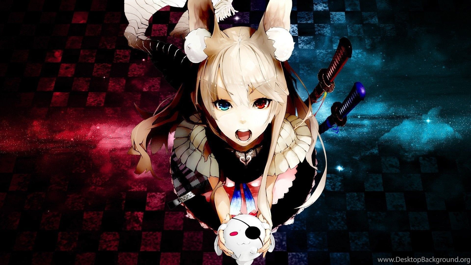 Anime Girl With Red Blue Evyes HD Wallpaper Desktop Background