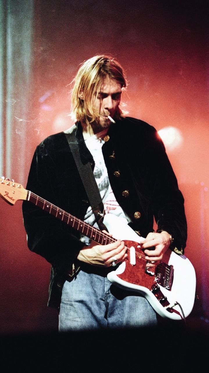 Kurt Cobain Playing Fender Wallpaper & Background