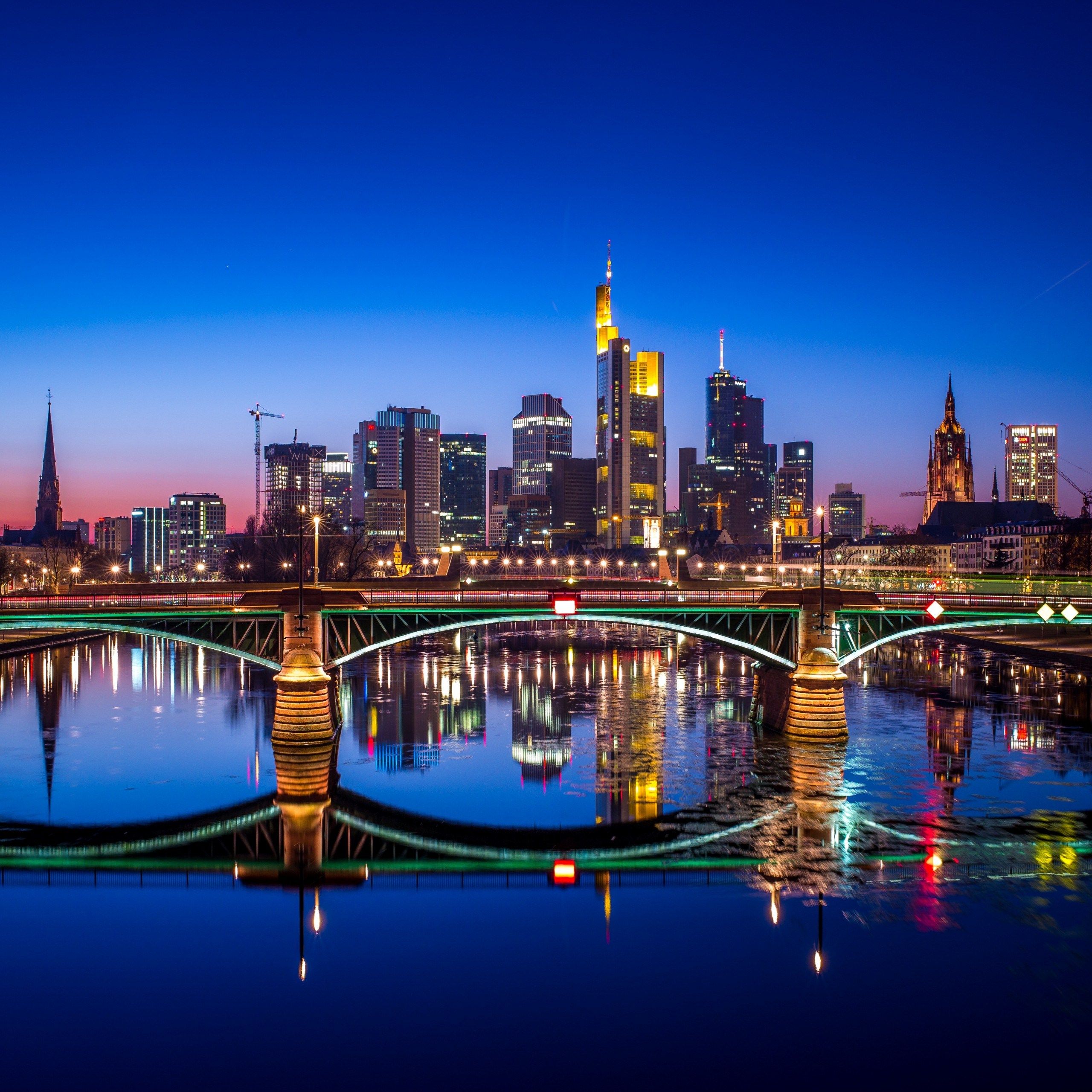 Wallpaper Frankfurt Nightscape Germany HD 4k World 4k Wallpaper & Background Download
