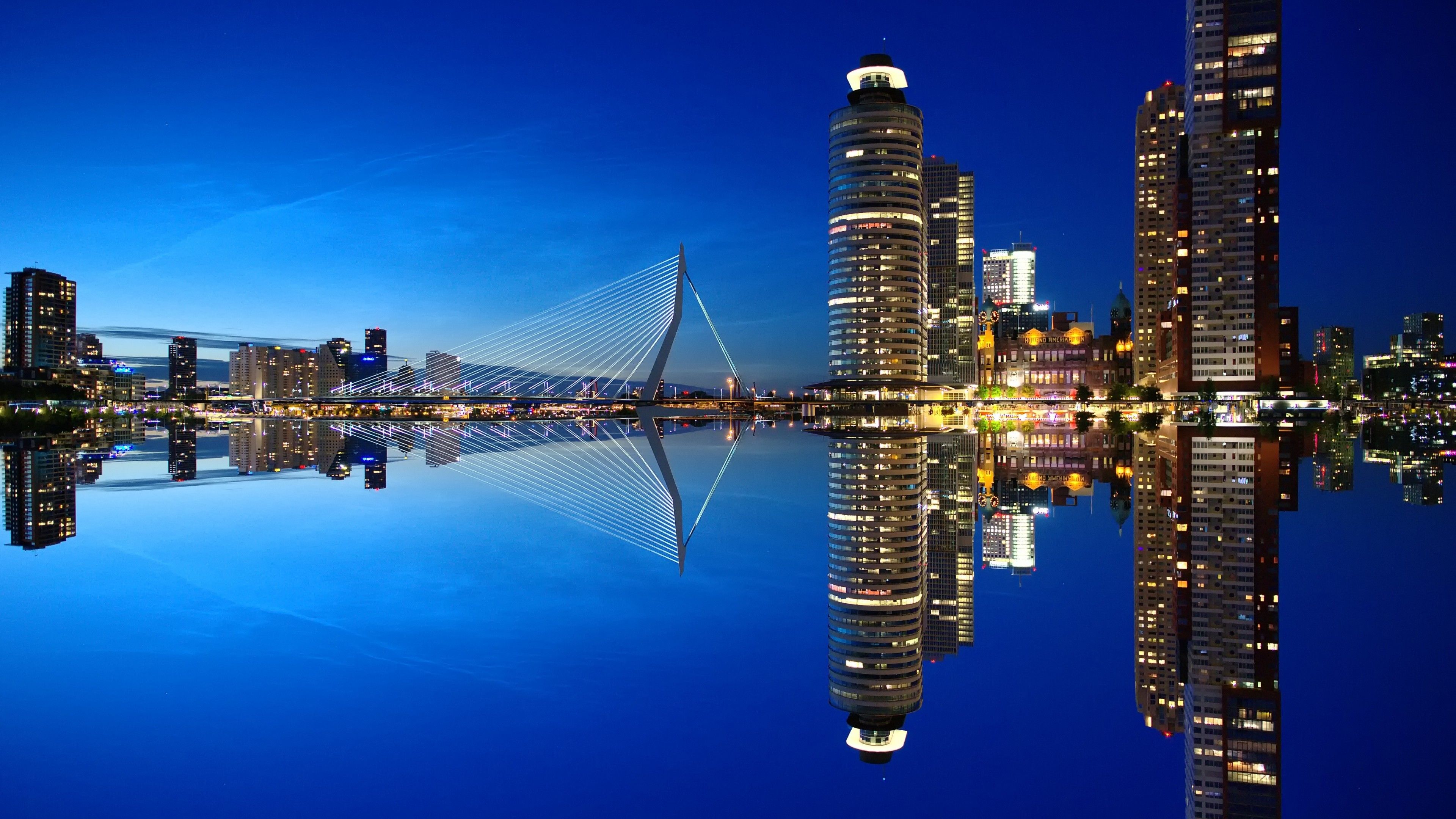 Wallpaper Rotterdam, Netherlands, Nightscape, HD, 4K, World,. Wallpaper for iPhone, Android, Mobile and Desktop
