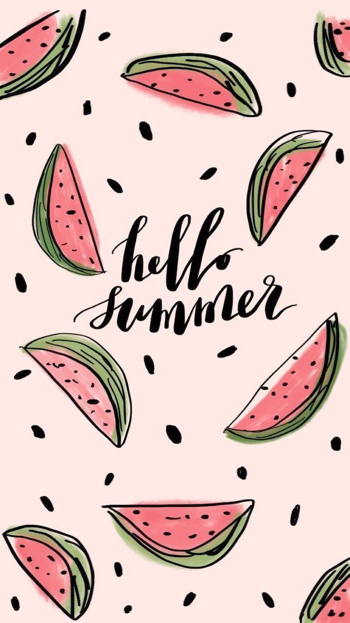 slices of watermelon, on pink background, cute wallpaper for girls, hello summer. Cute summer wallpaper, Summer wallpaper, Summer desktop background