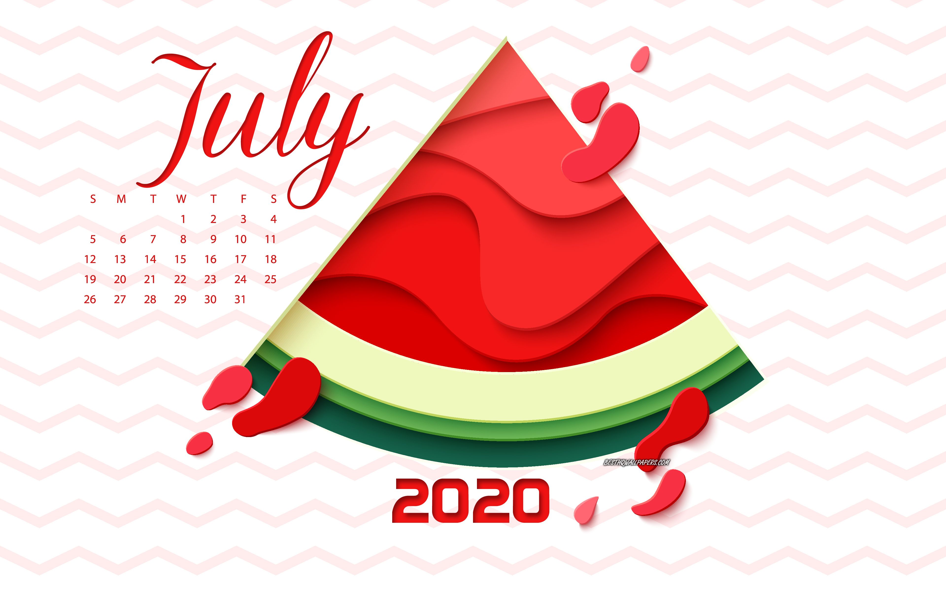 Download wallpapers 2020 July Calendar, summer 2020 calendar