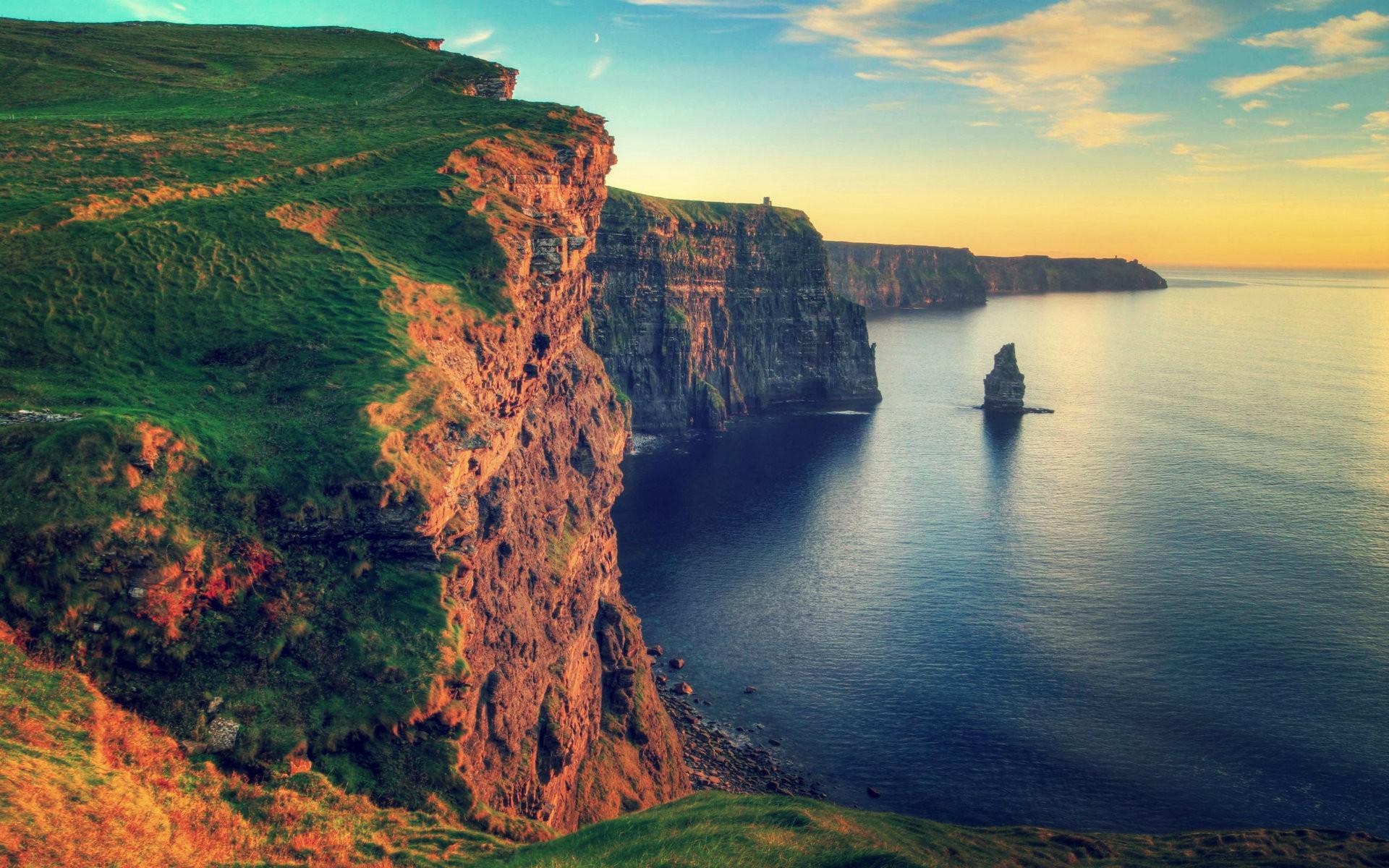 Water Sunset Landscapes Nature Rocks Ireland Cliffs Moher Sea