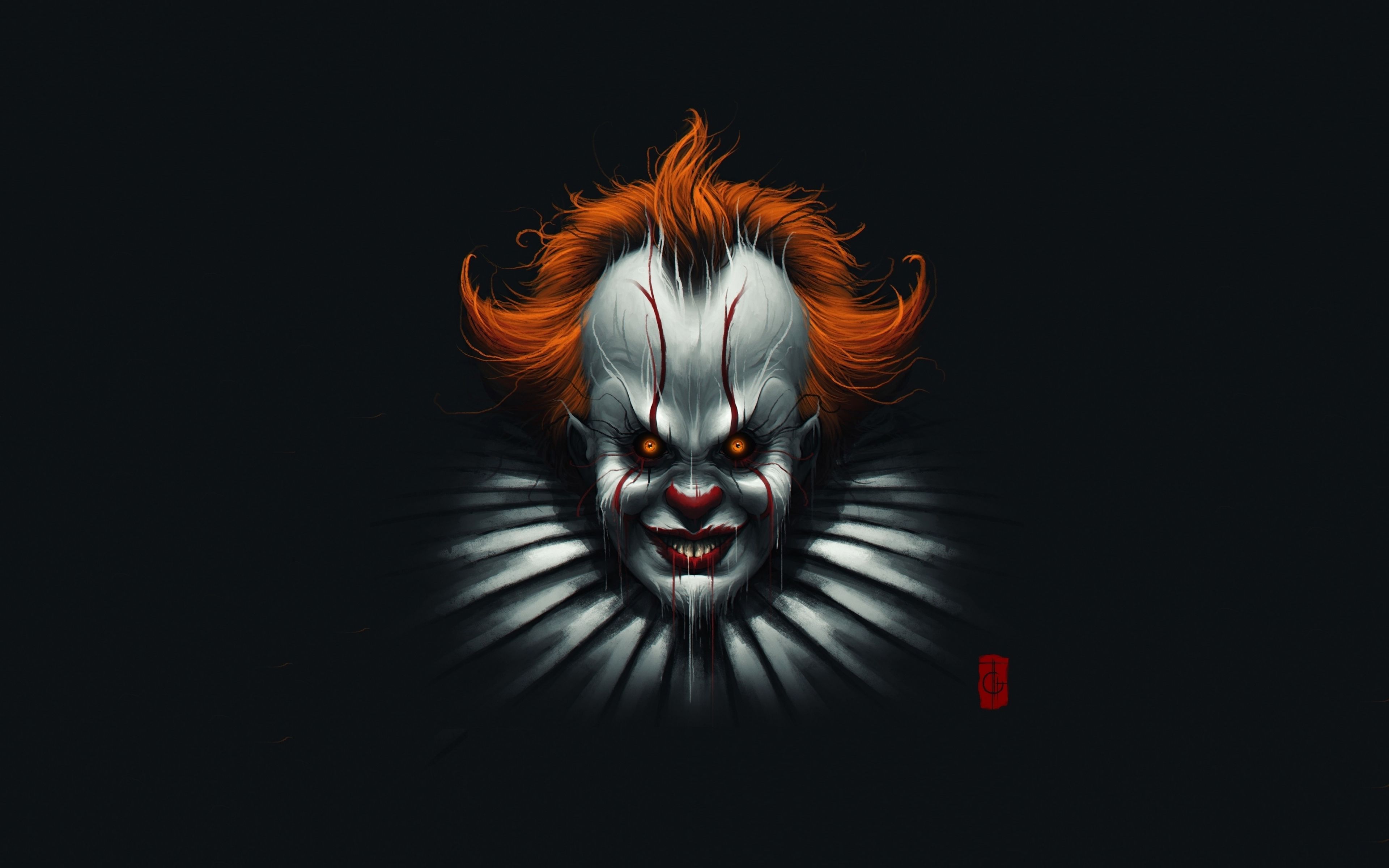 Download 3840x2400 wallpaper clown, face, creepy, minimal, 4k