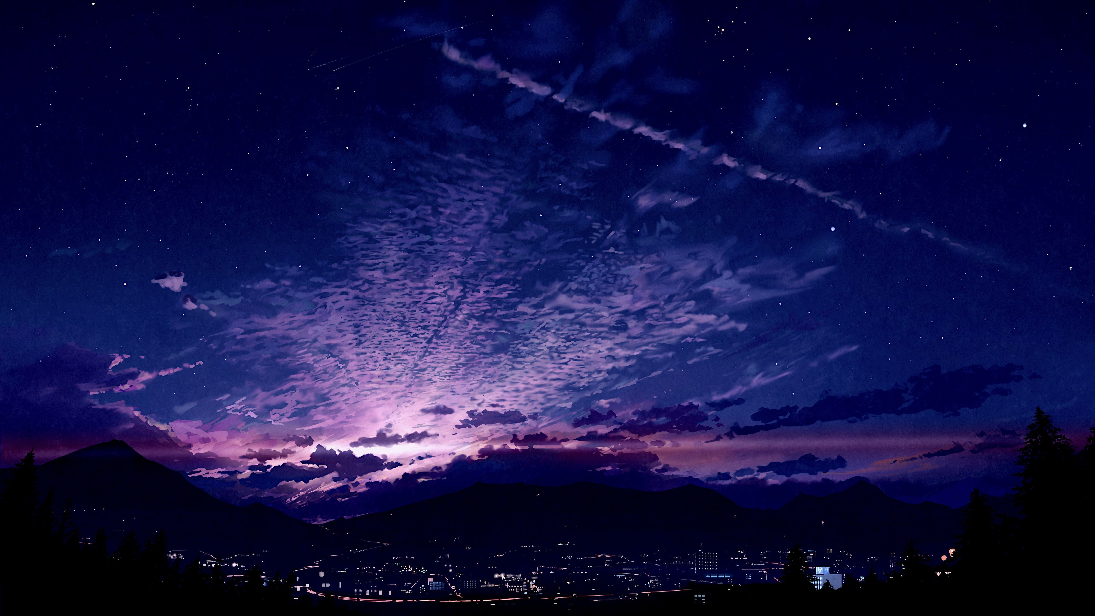 Sunrise City Sky Scenery Anime 4K Wallpaper