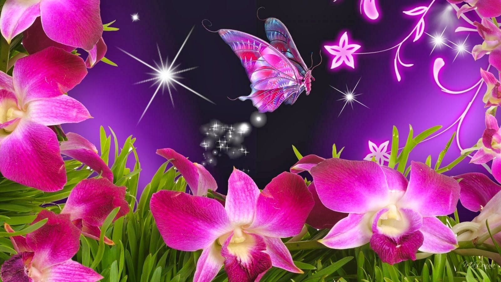 Wallpaper Flowers and Butterflies. Beautiful Flowers and Butterflies Wallpaper Free Download. Wallpaper nature flowers, Butterfly wallpaper, Pink butterfly