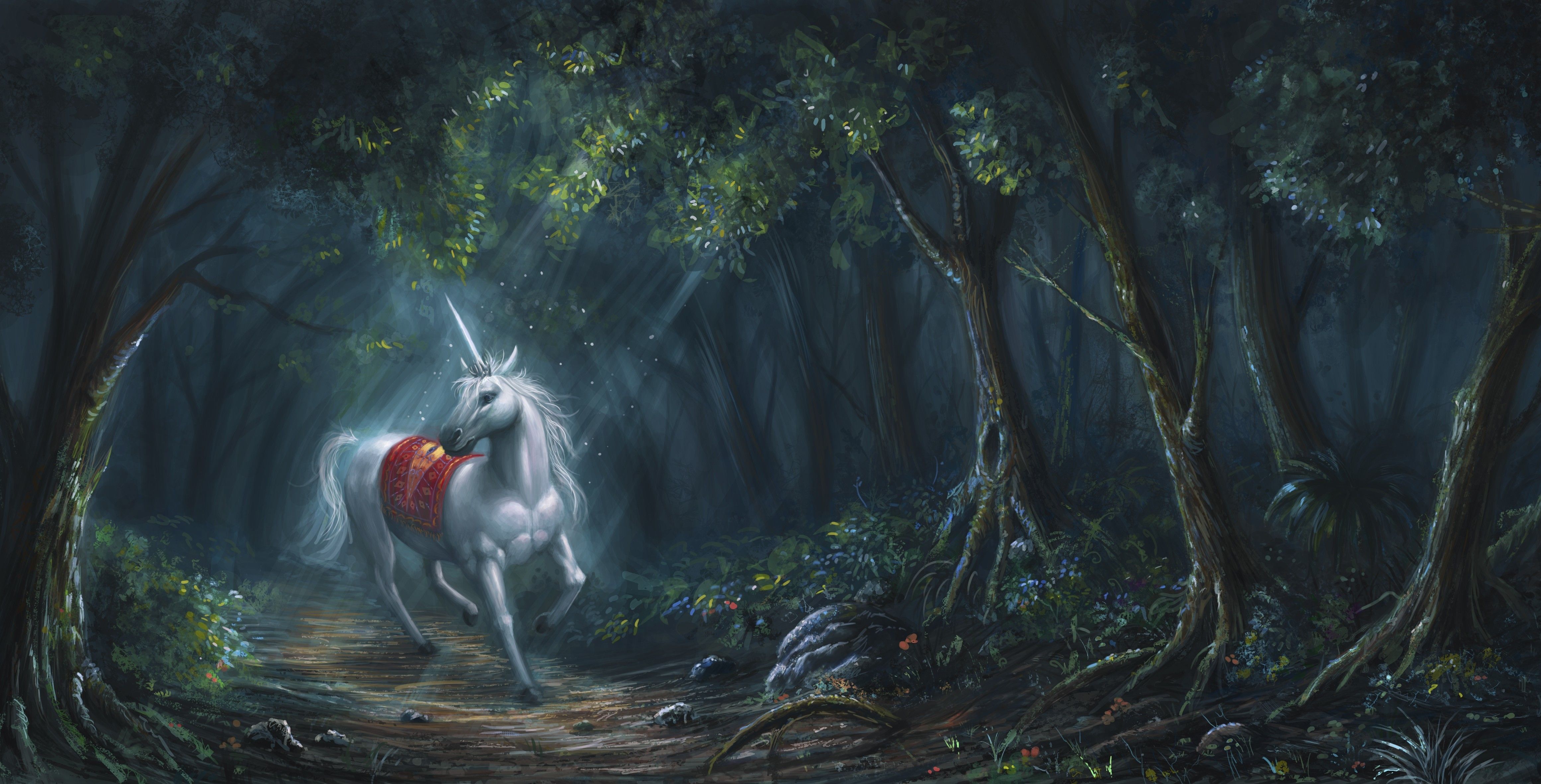 Magical animals Unicorns Forests Fantas Unicorn wallpaper
