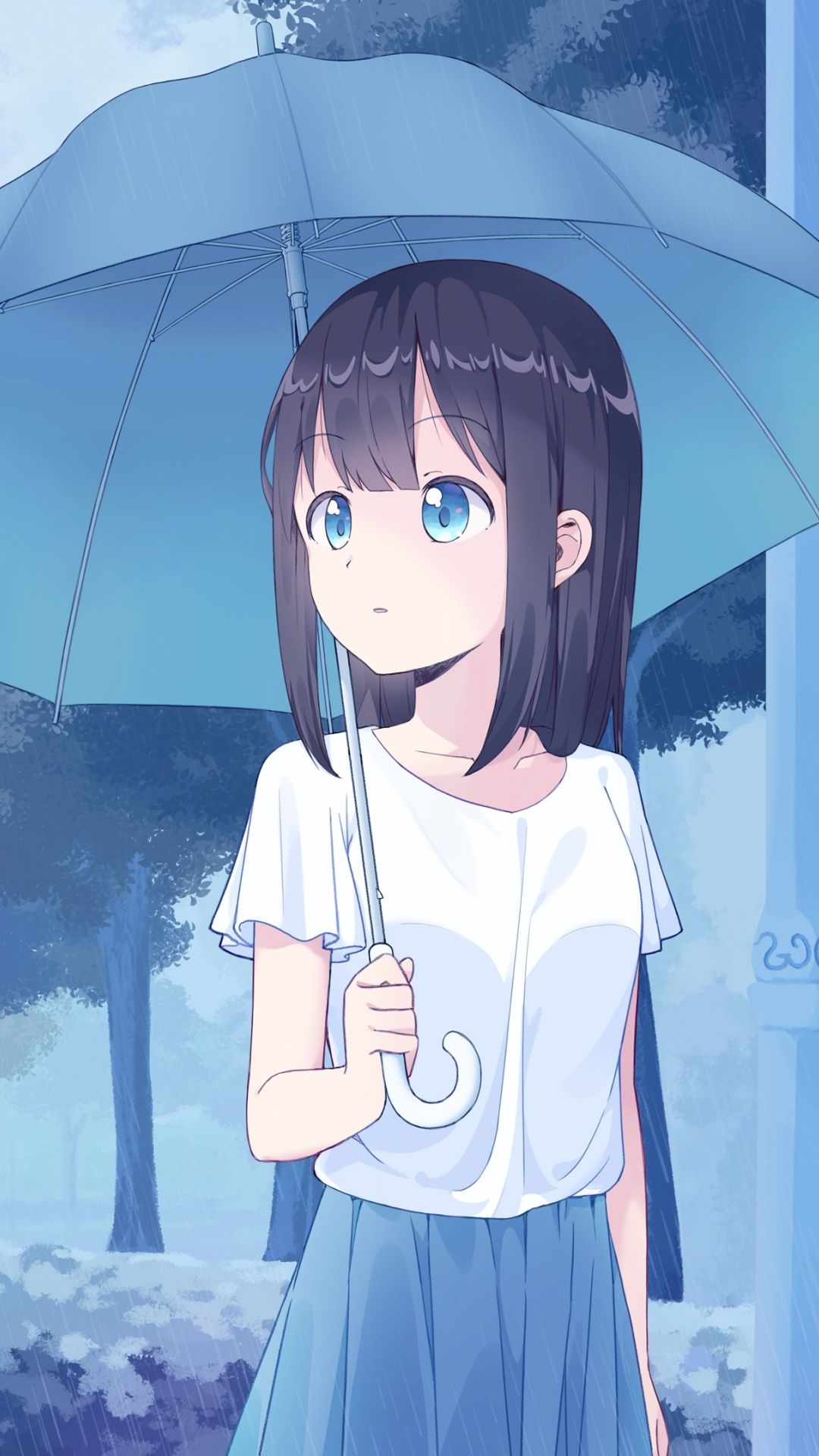 Download Anime girl with umbrella, cute, art wallpaper, 1080x1920
