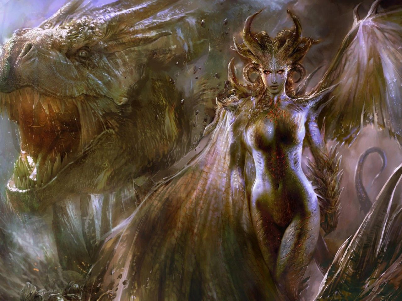 Girl Dragon Queen Of Dragons Digital Art HD Wallpaper