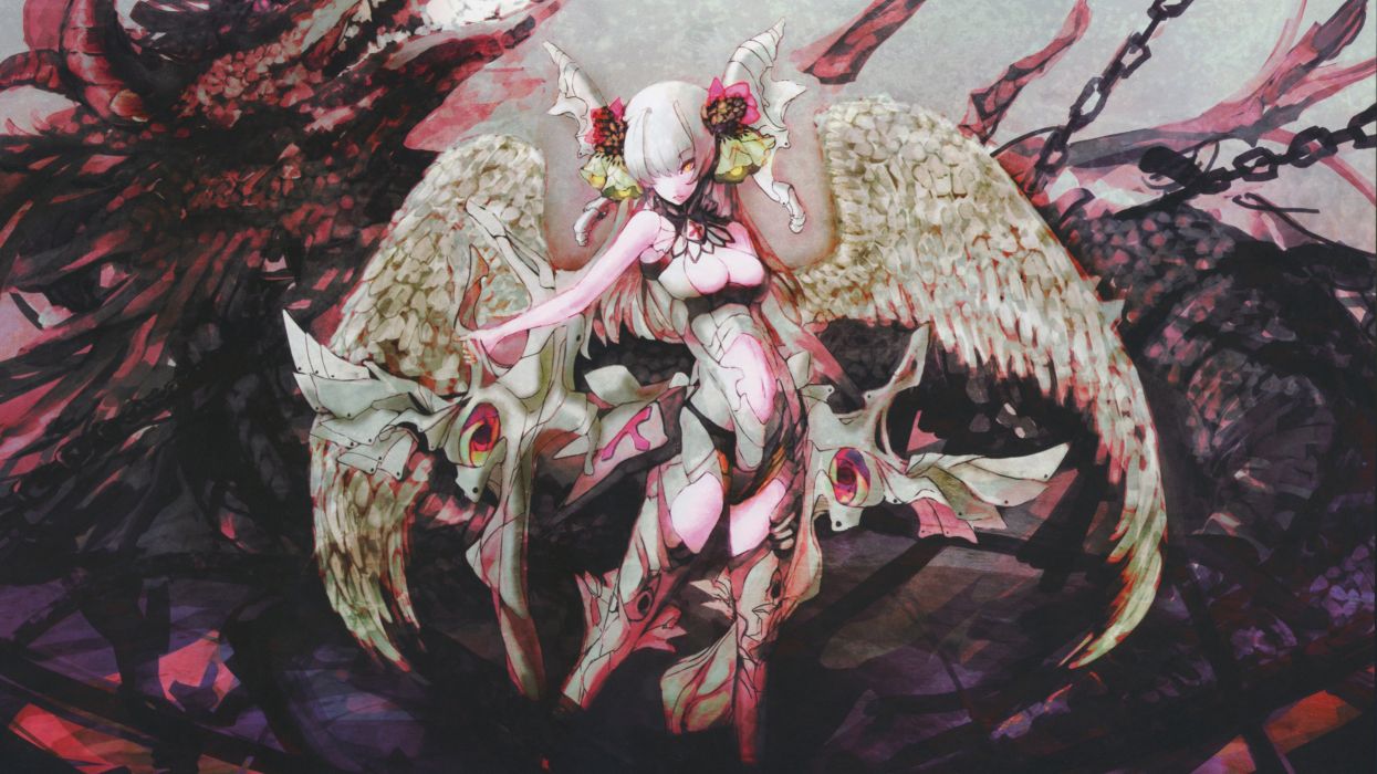 Bangs bare shoulders chains dragon girl hair in face hair