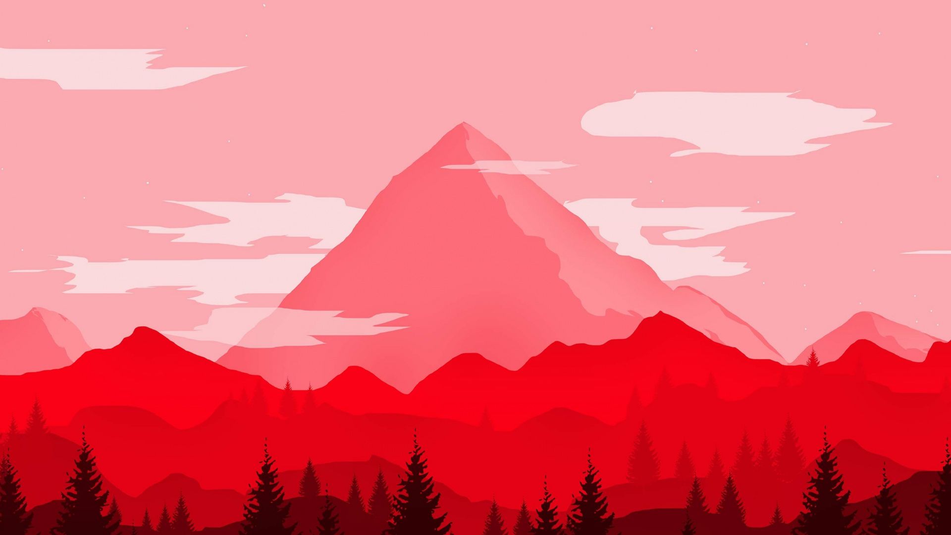 Download Red mountains, digital art, minimalist wallpaper