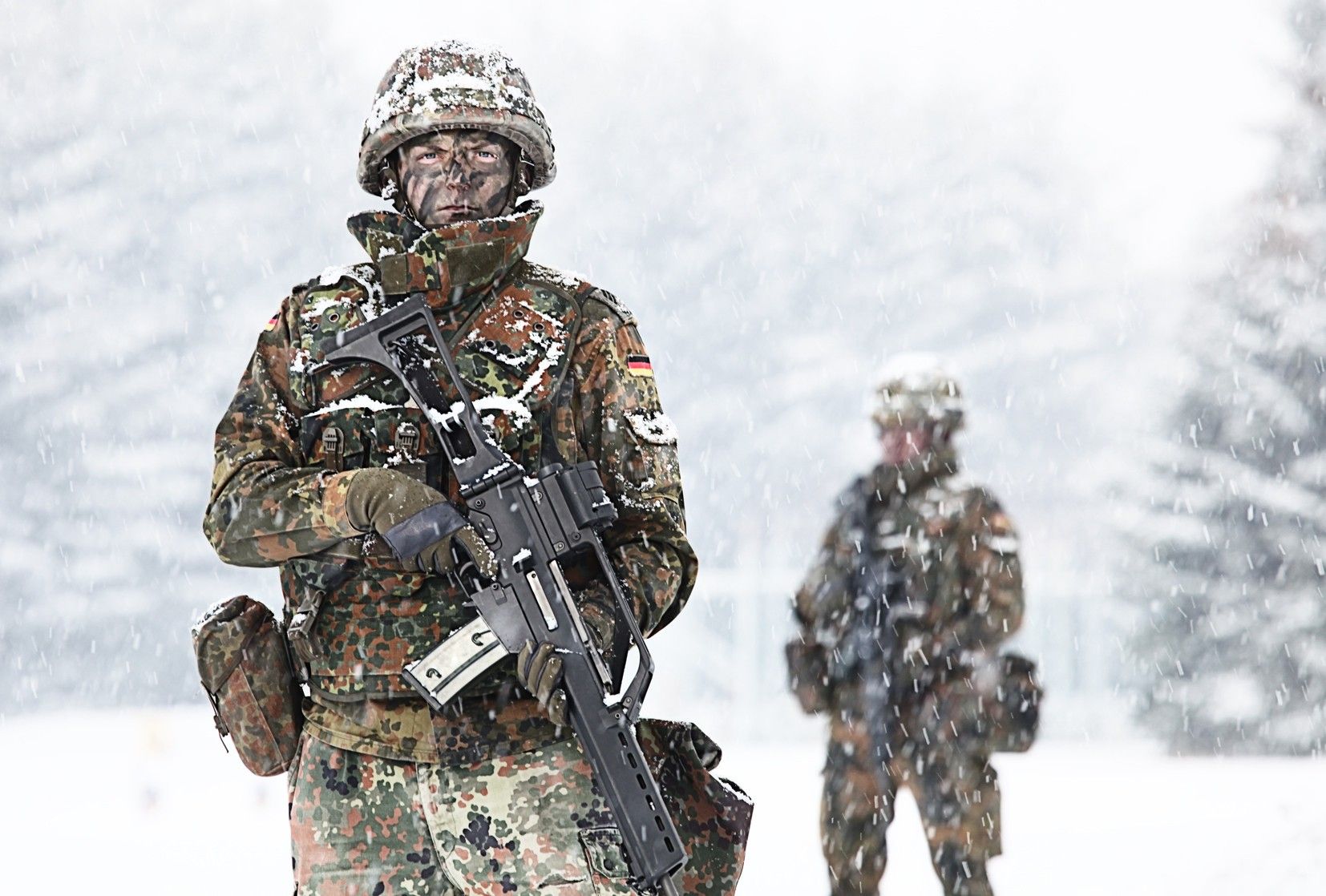rifles, soldiers, winter, snow, guns, military, Warfare, weapons