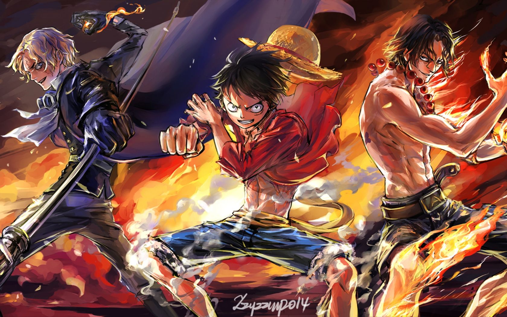 Free download sabo monkey d luffy and fire fist portgas d ace one