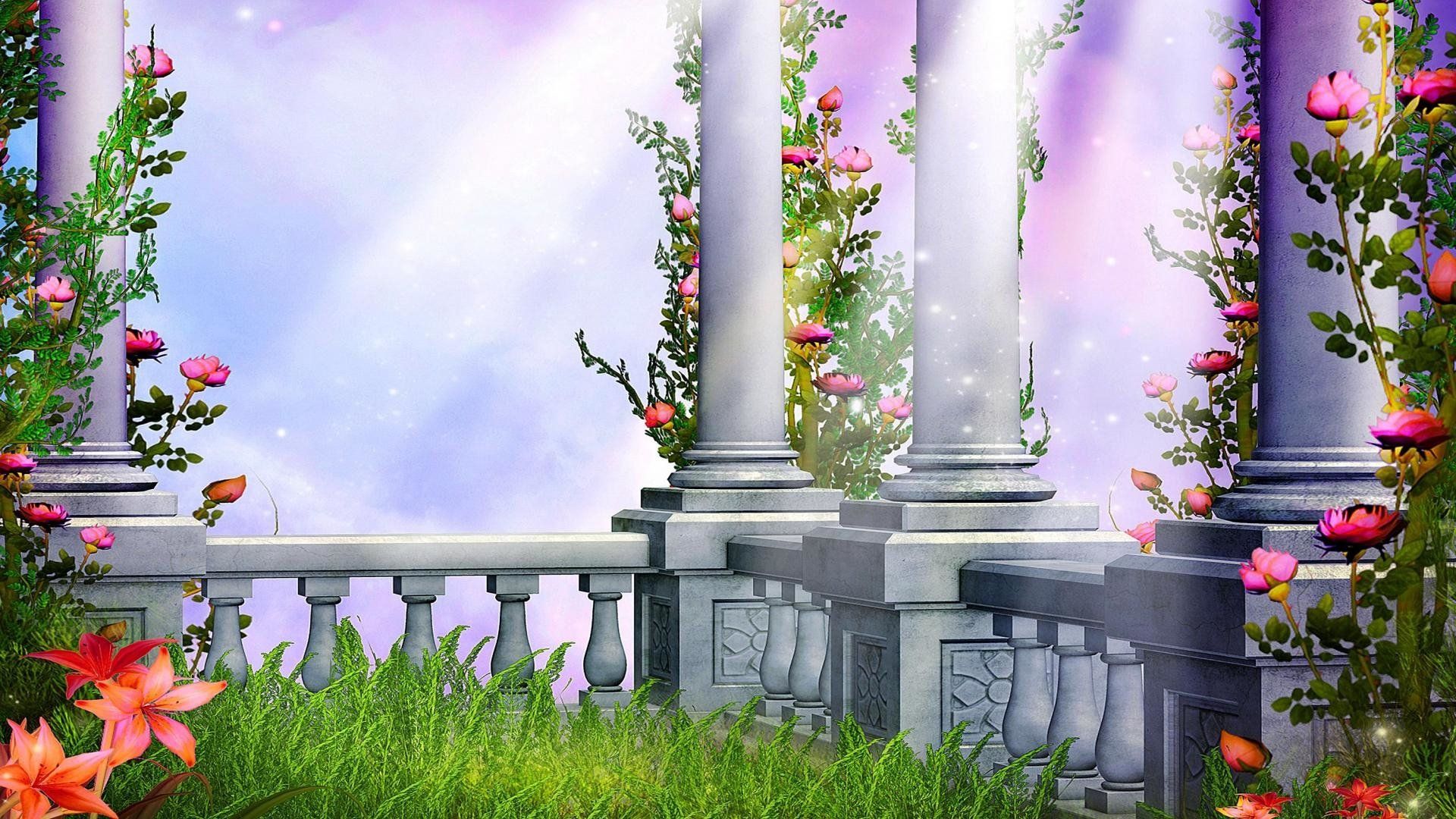 Flower Garden Fantasy HD Wallpaper. Background Imagex1080