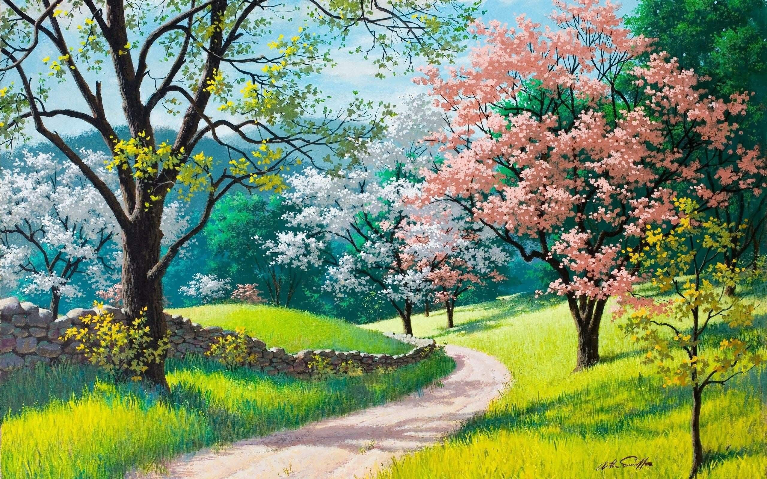 Spring Path Artistic Work Paintings Qhd Wallpaper 110