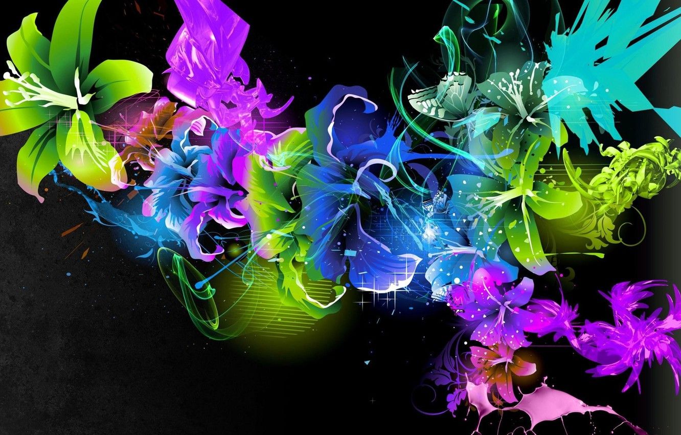 Wallpaper flowers, fantasy, colored, beauty, rainbow, fantasy, flower, beautiful, rainbow, beautiful image for desktop, section абстракции