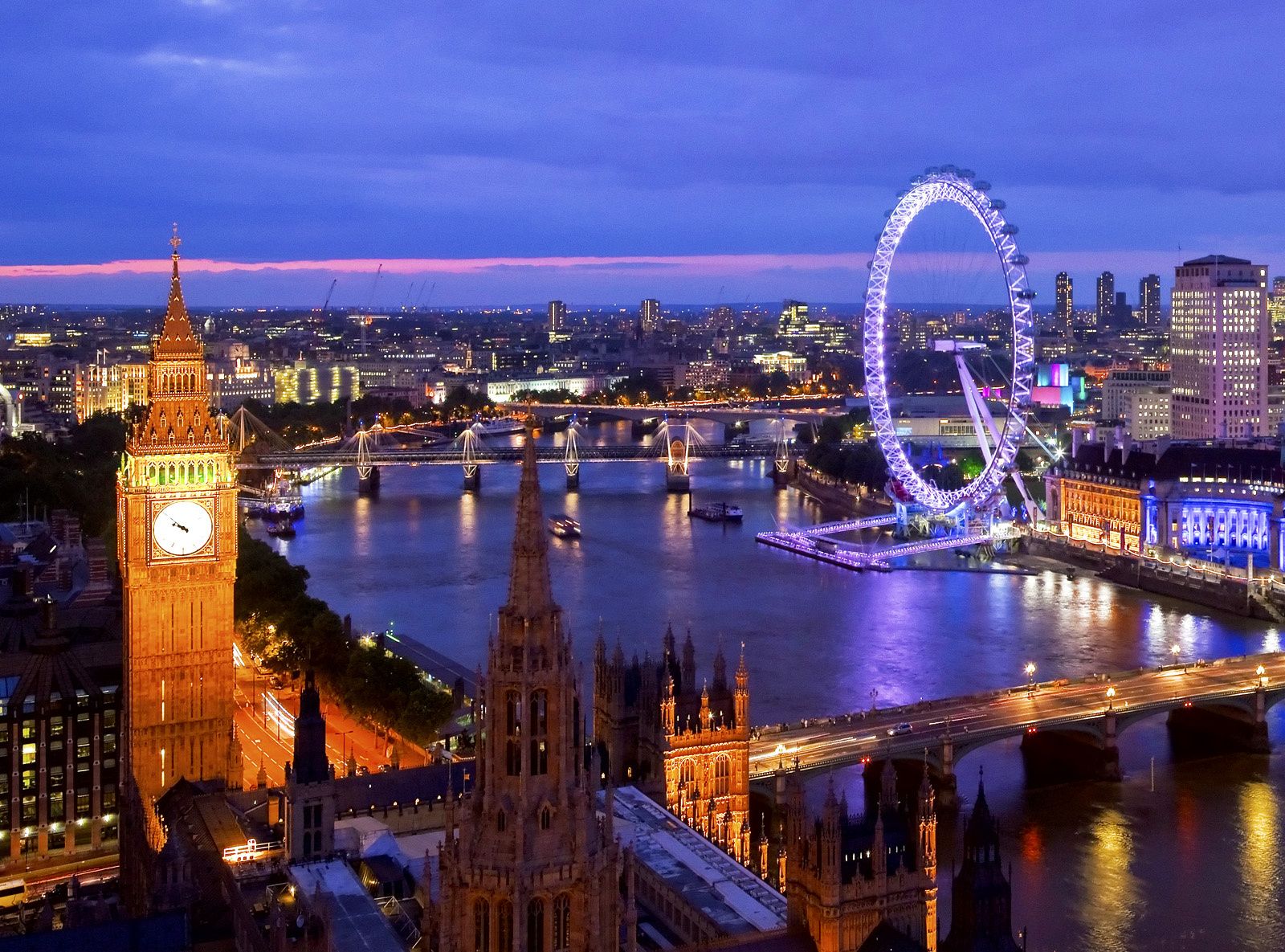 Wallpaper london, england, big wheel, evening, london eye, river
