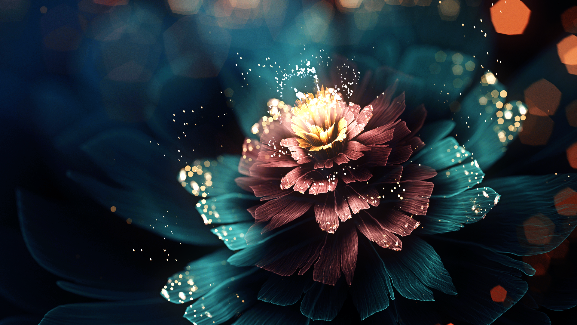 Fantasy fractal flower art. [1920x1080]