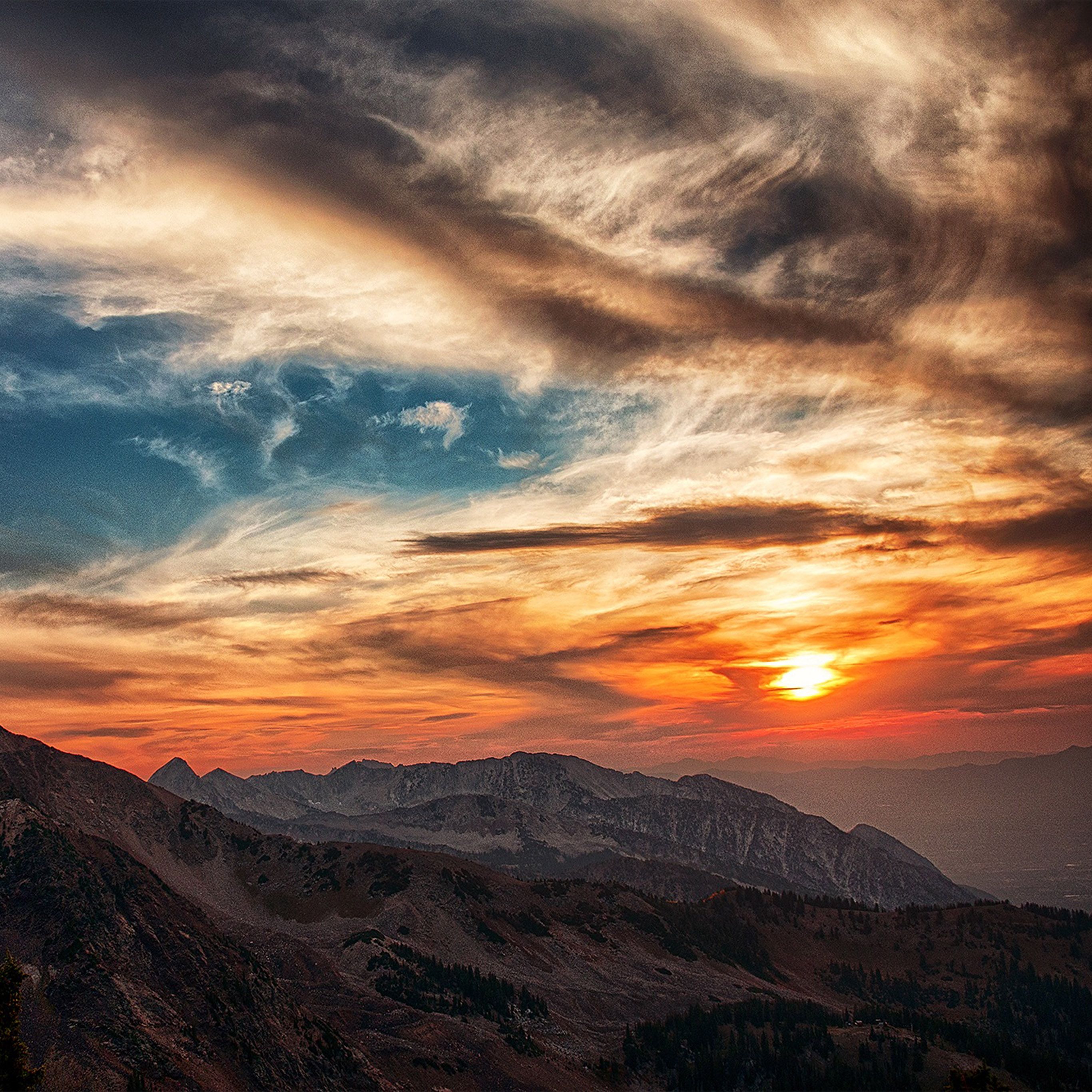 Sunset Mountain Sky Cloud Nature Wallpaper
