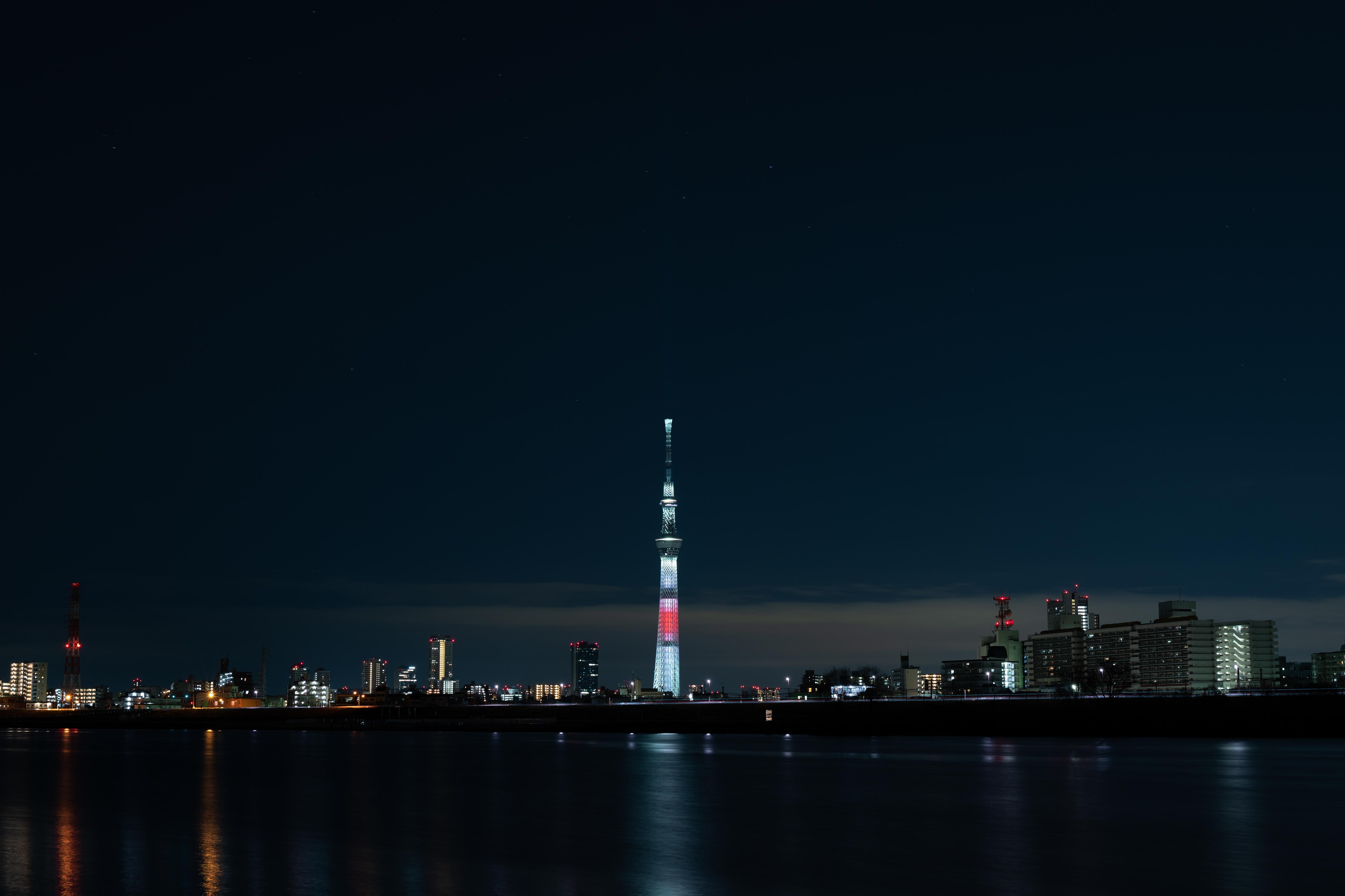 wallpaper night city, panorama, city lights, tokyo, japan HD