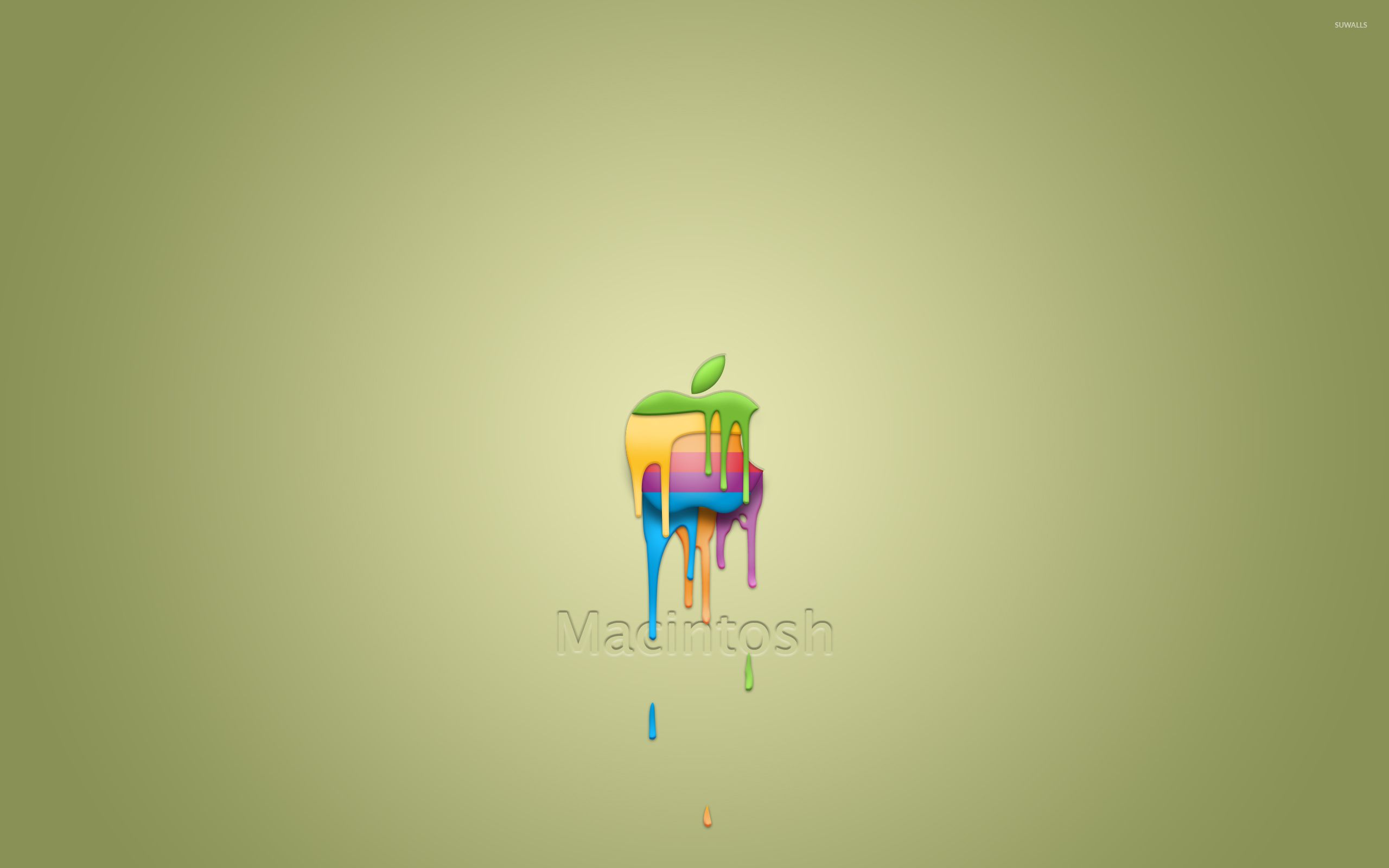 Colorful paint dripping from an Apple wallpaper