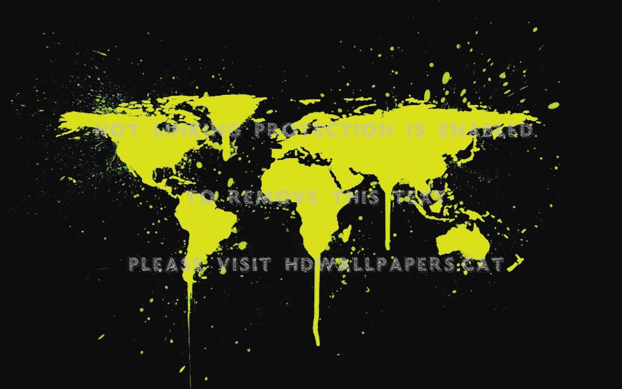 dripping splatter world map paint yellow 3D