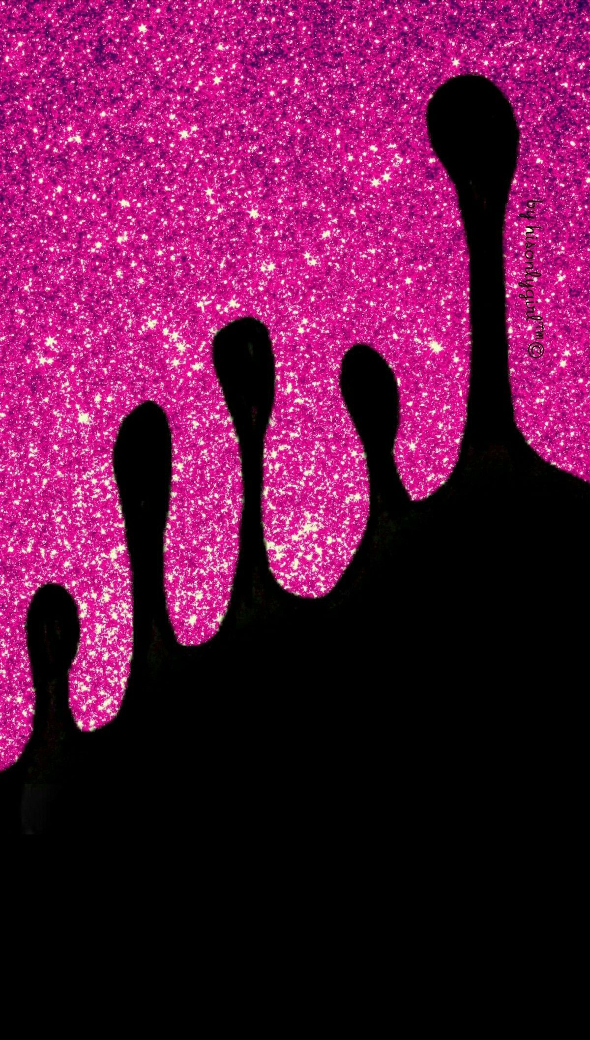 Dripping Pink glitter on black background - #Android and iPhone