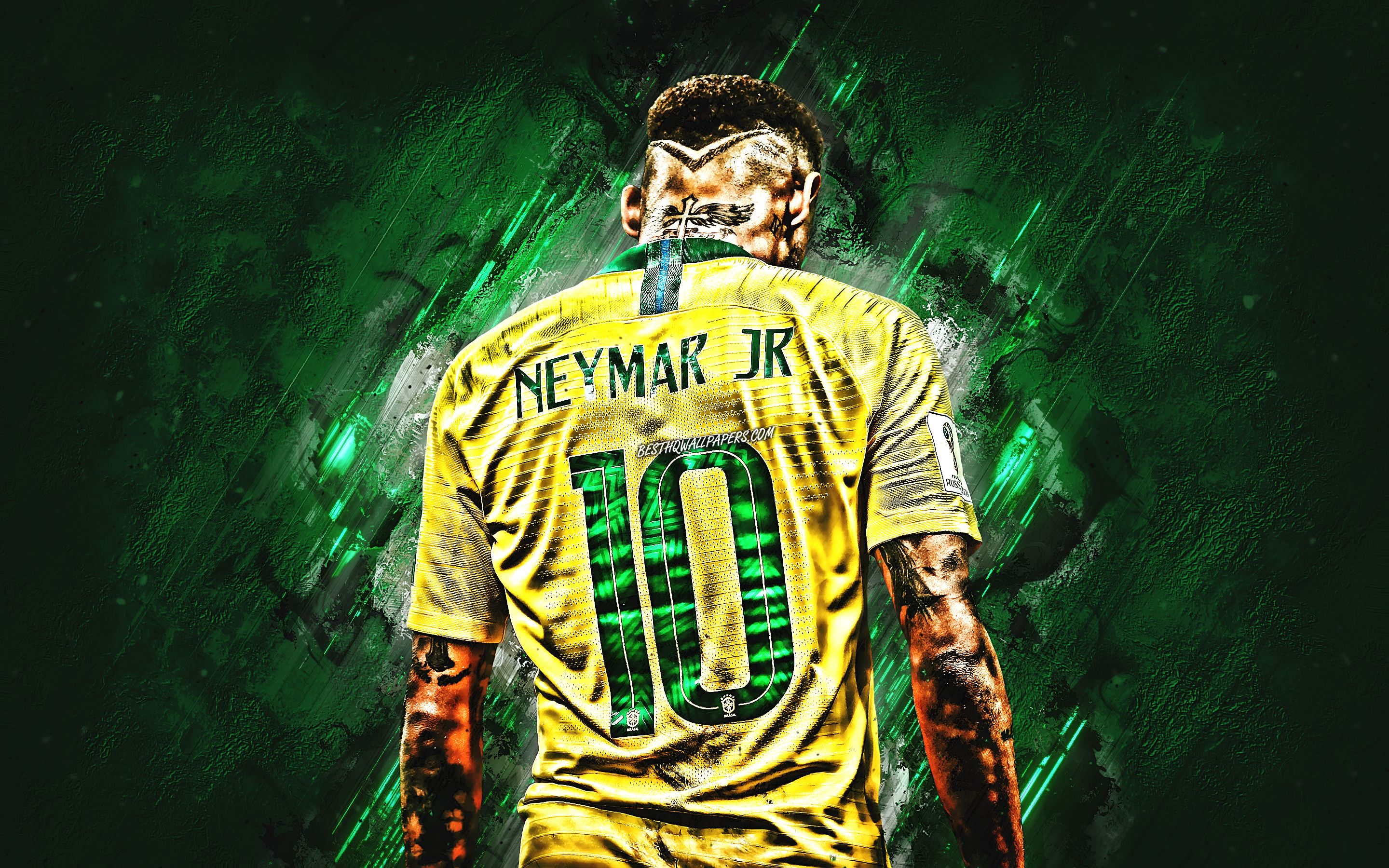 Download wallpaper Neymar, Brazil National Team, back view