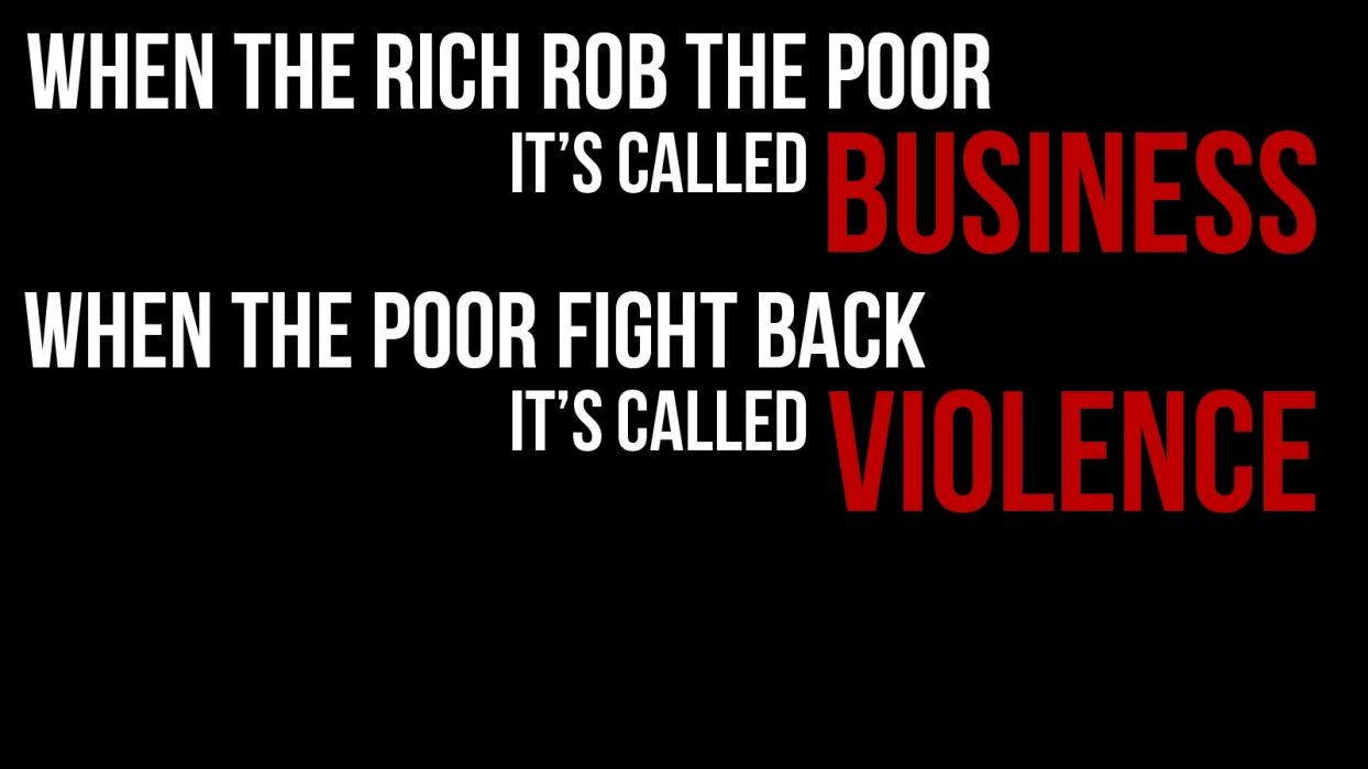 Rich Business Poor Violence Black text dark anarchy wallpaper