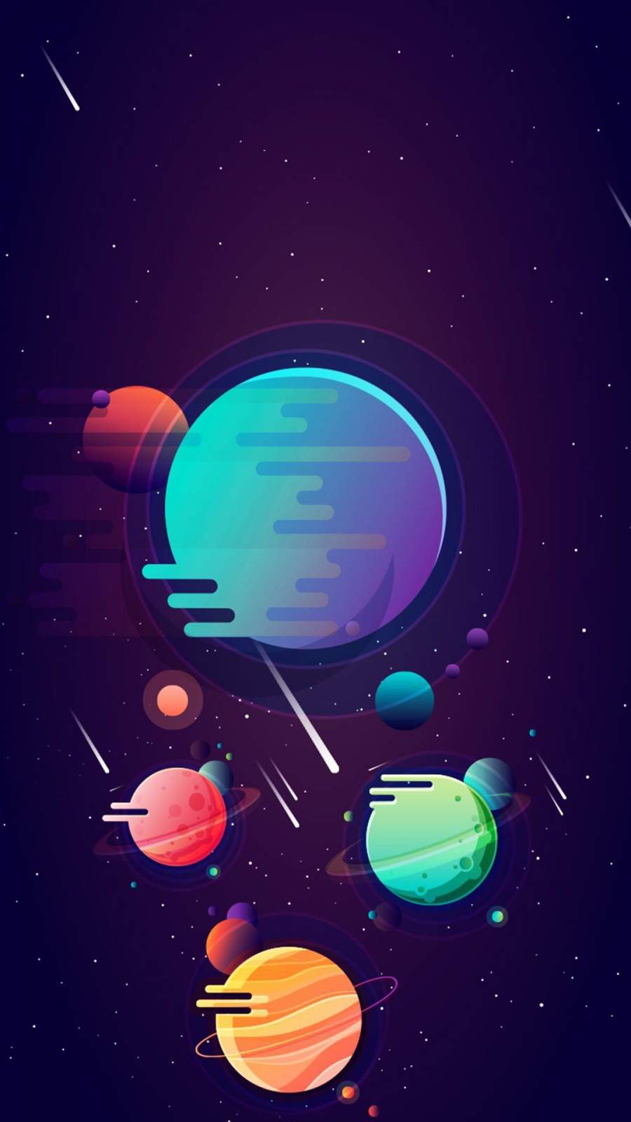 Artistic Minimal Space Planets iPhone Wallpapers