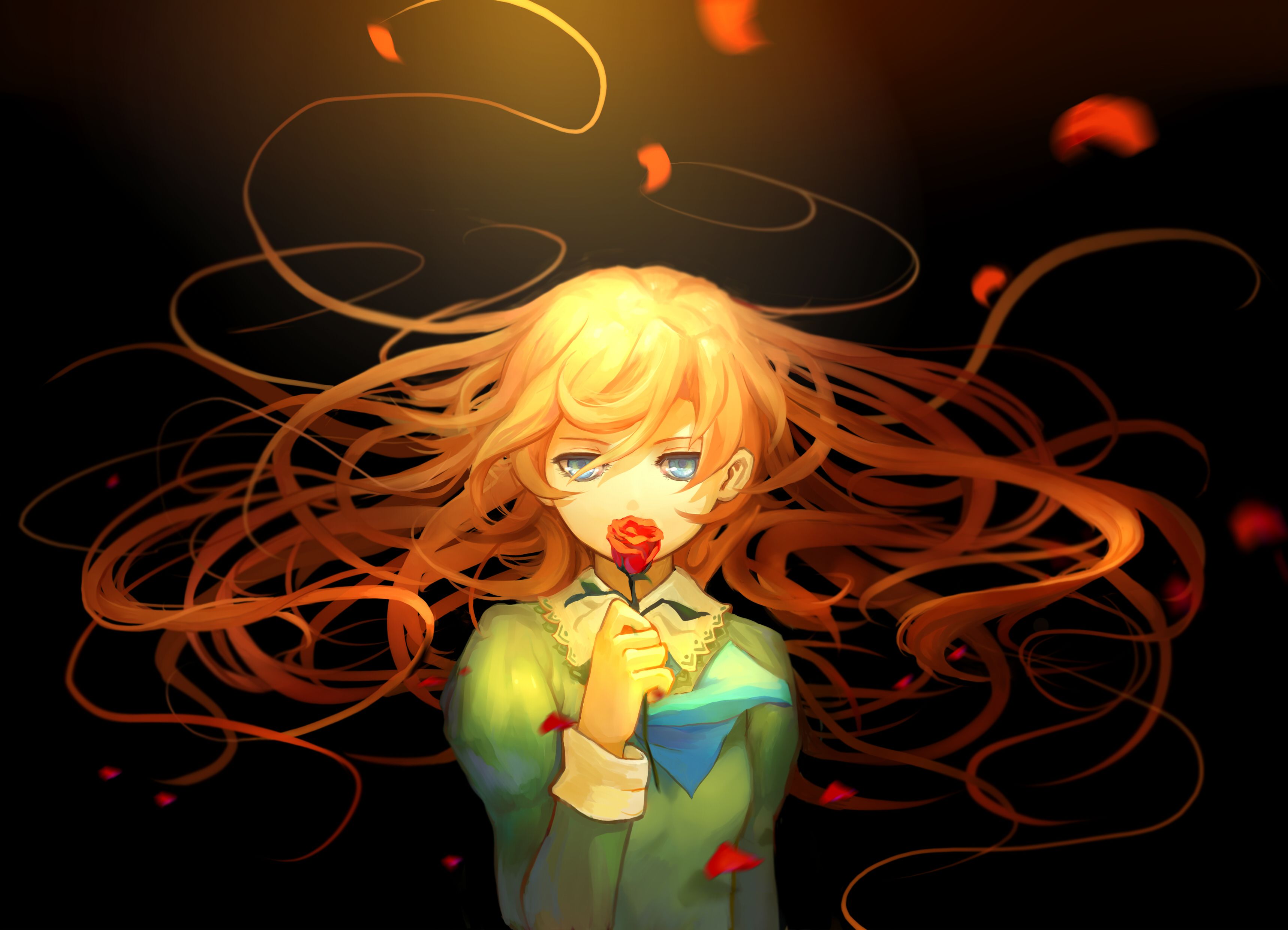 Wallpaper Anime girl, Rose, HD, Anime