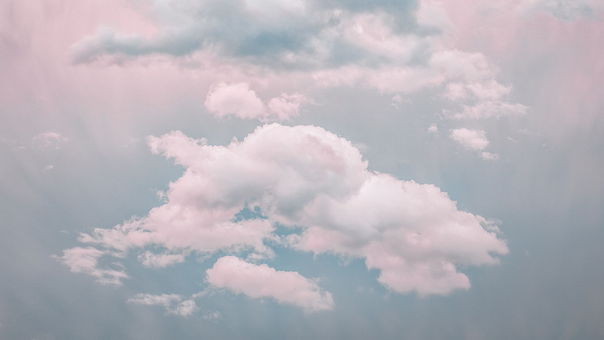 Download wallpaper 2048x1152 clouds, sky, porous, pastel, light