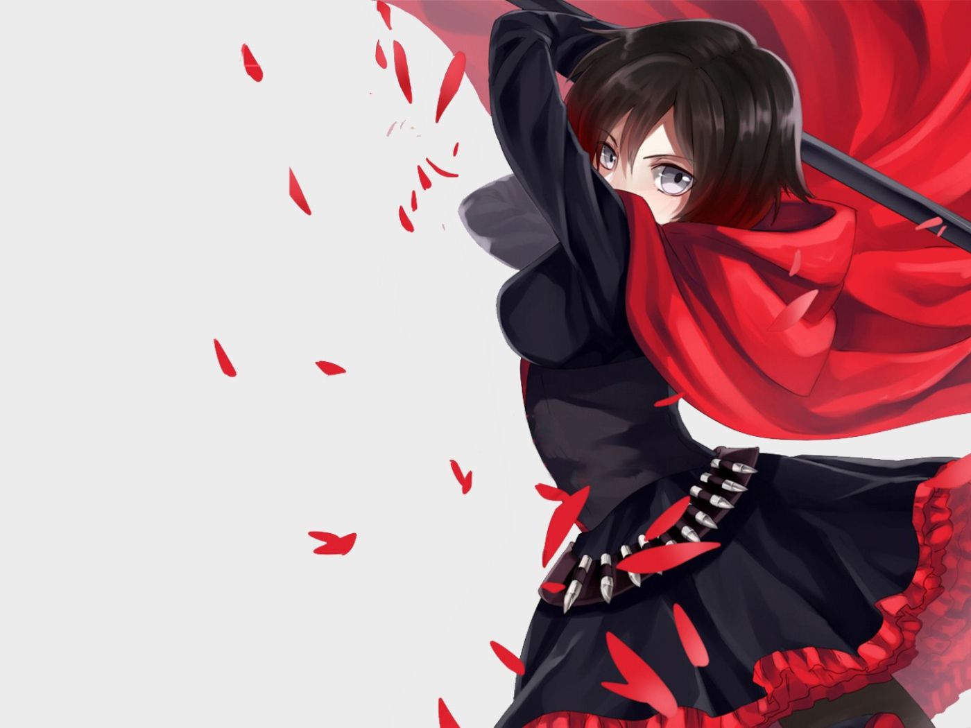 Ruby Rose anime character RWBY preparing to attack Desktop