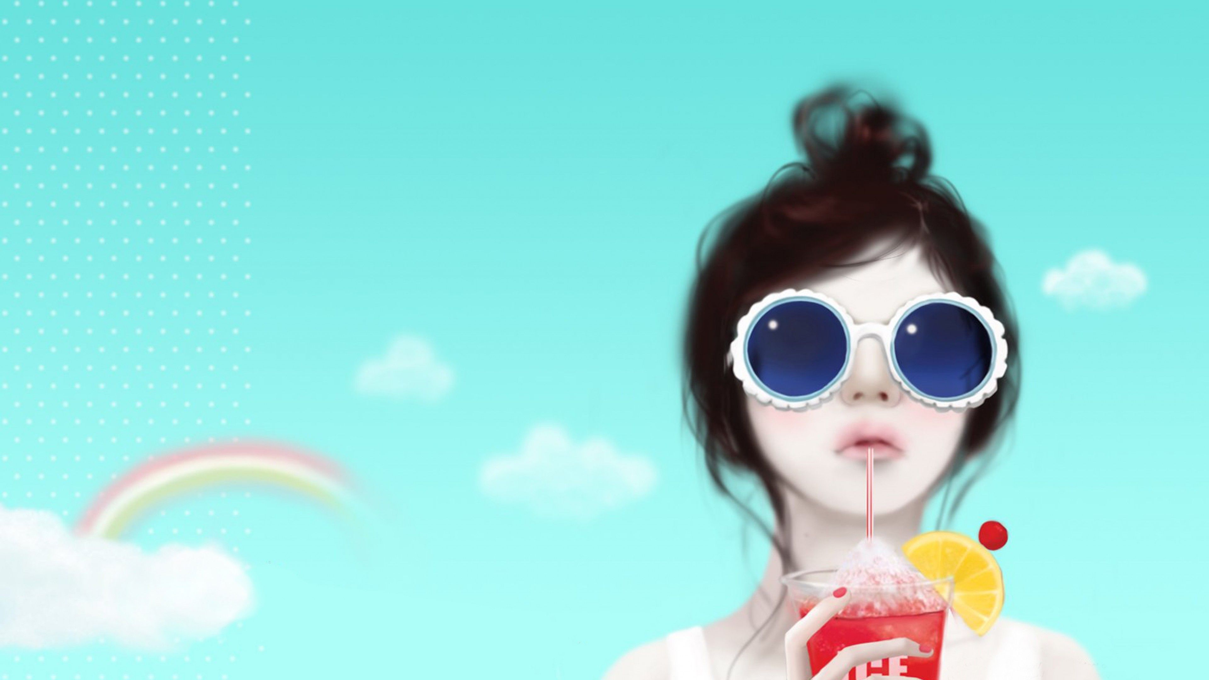 Wallpaper Girly, Cool, Rainbow, Summer, Cocktail, Ice tea, 4K, 8K