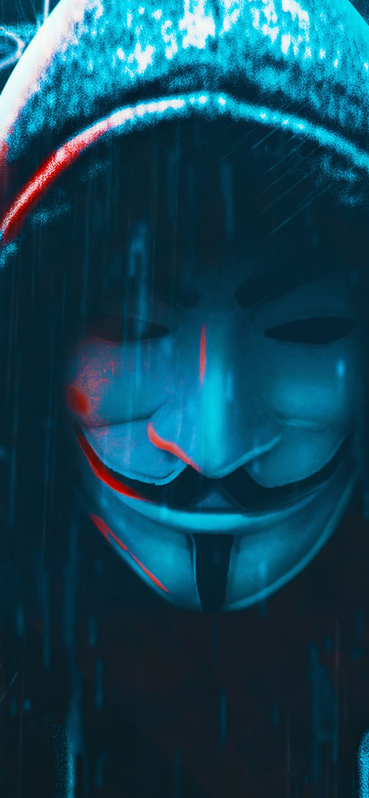 Anonymous 4K Hacker Mask iPhone XS MAX Wallpaper, HD