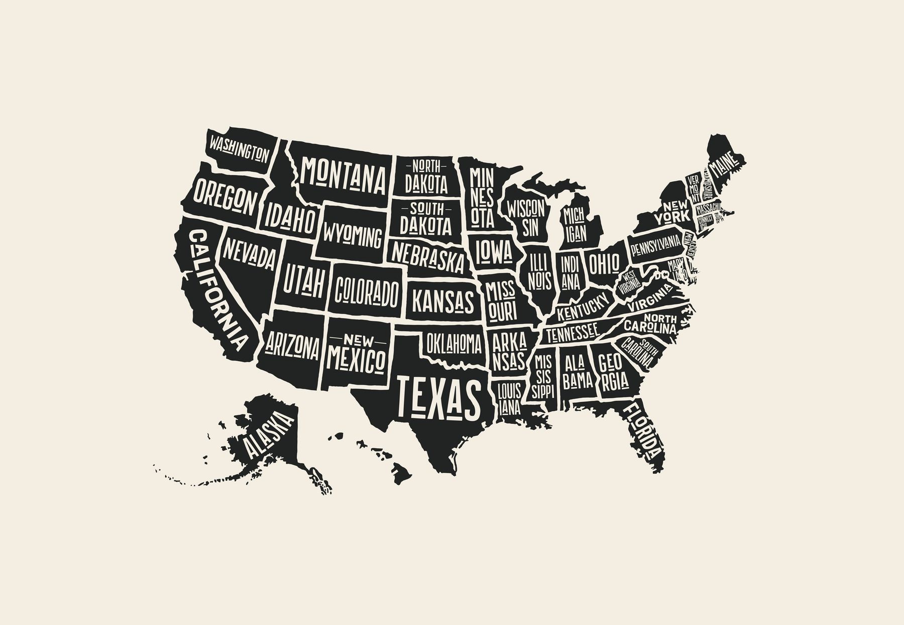 USA map 2 Wall mural. Usa travel map, Usa map, Map