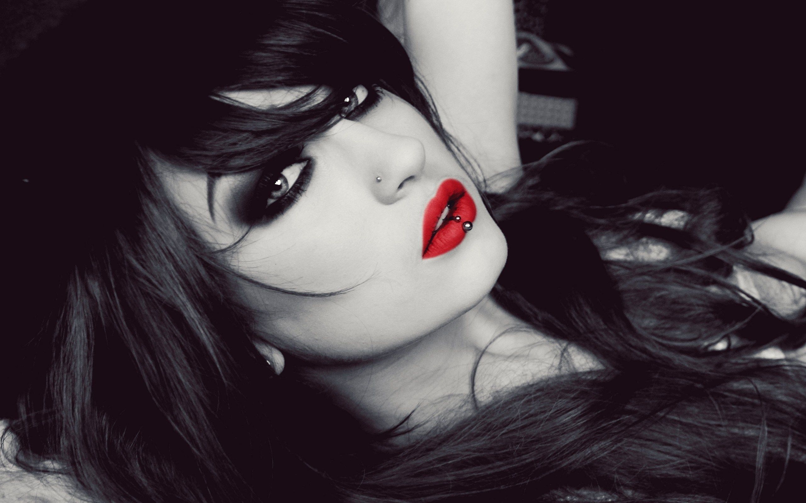 black and white red lips, Girls lipstick