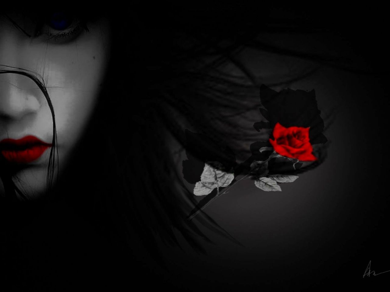 Red Lips Red Rose, people desktop PC and Mac wallpaper