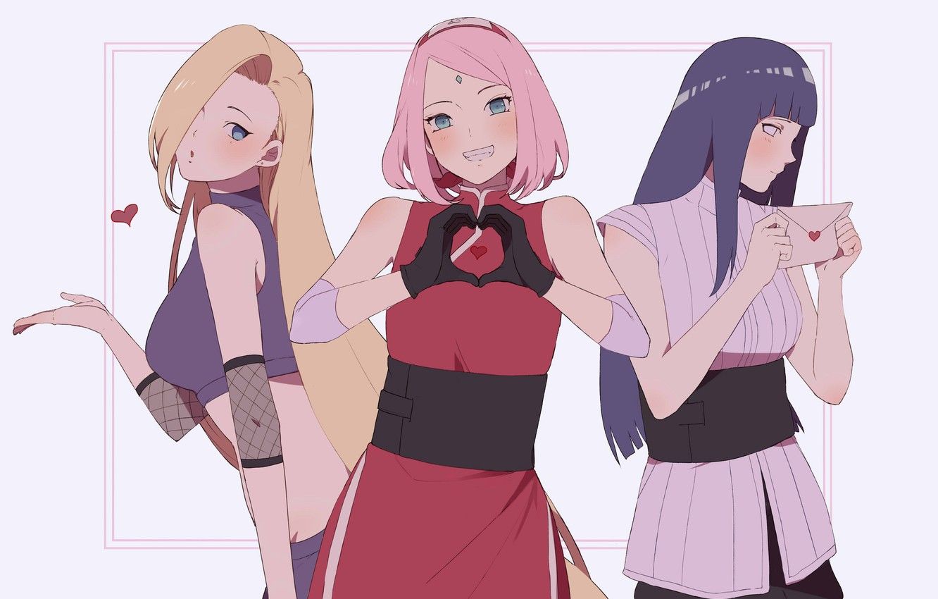 Wallpaper girls, trio, Naruto, Naruto, Ino Yamanaka, Sakura Haruno, Hinata Hyuga image for desktop, section сёнэн