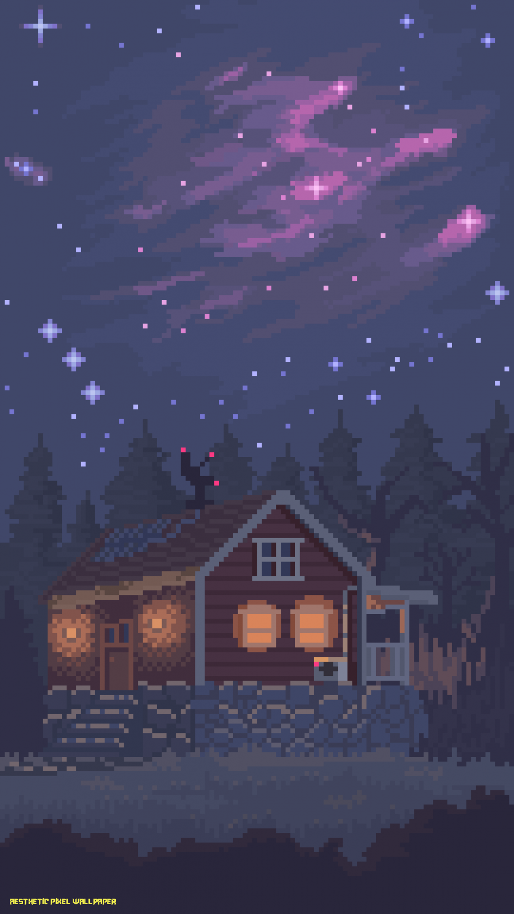 OC The night sky, PixelArt pixel wallpaper