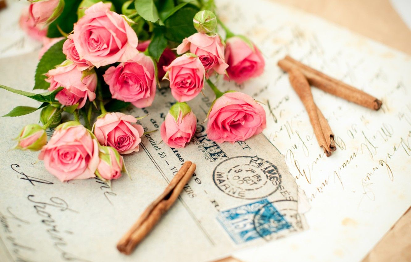 Wallpaper flower, letter, love, flowers, memories, pink, romance
