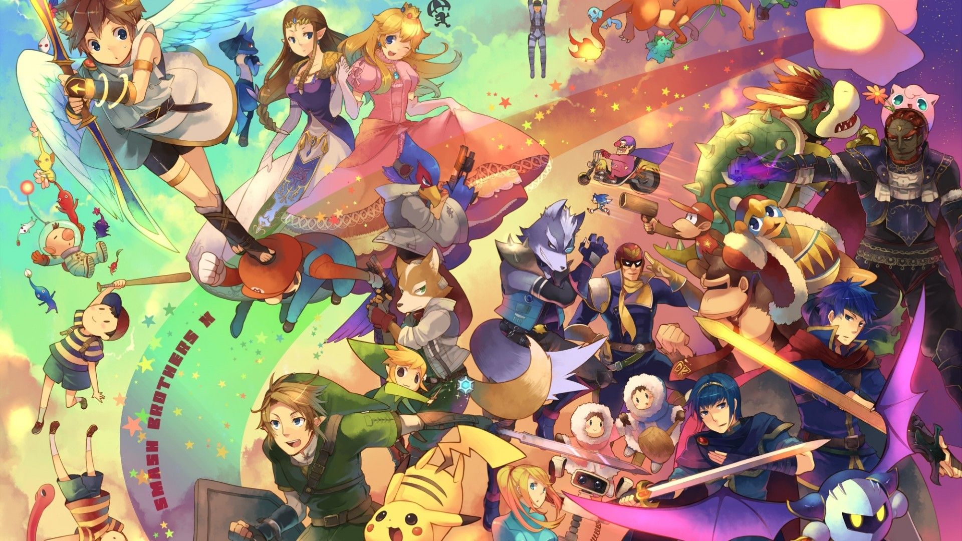 Anime Crossover, Zelda, Pikachu, Pokemon, Mario, Smash