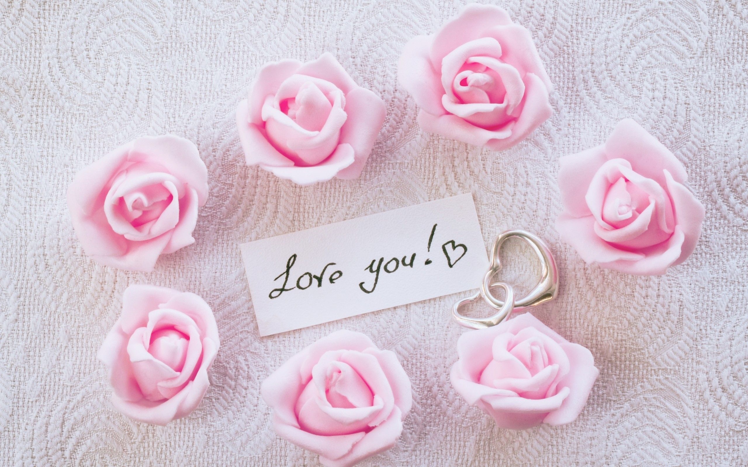Download 2560x1600 Pink Roses, Love You, Letter Wallpaper