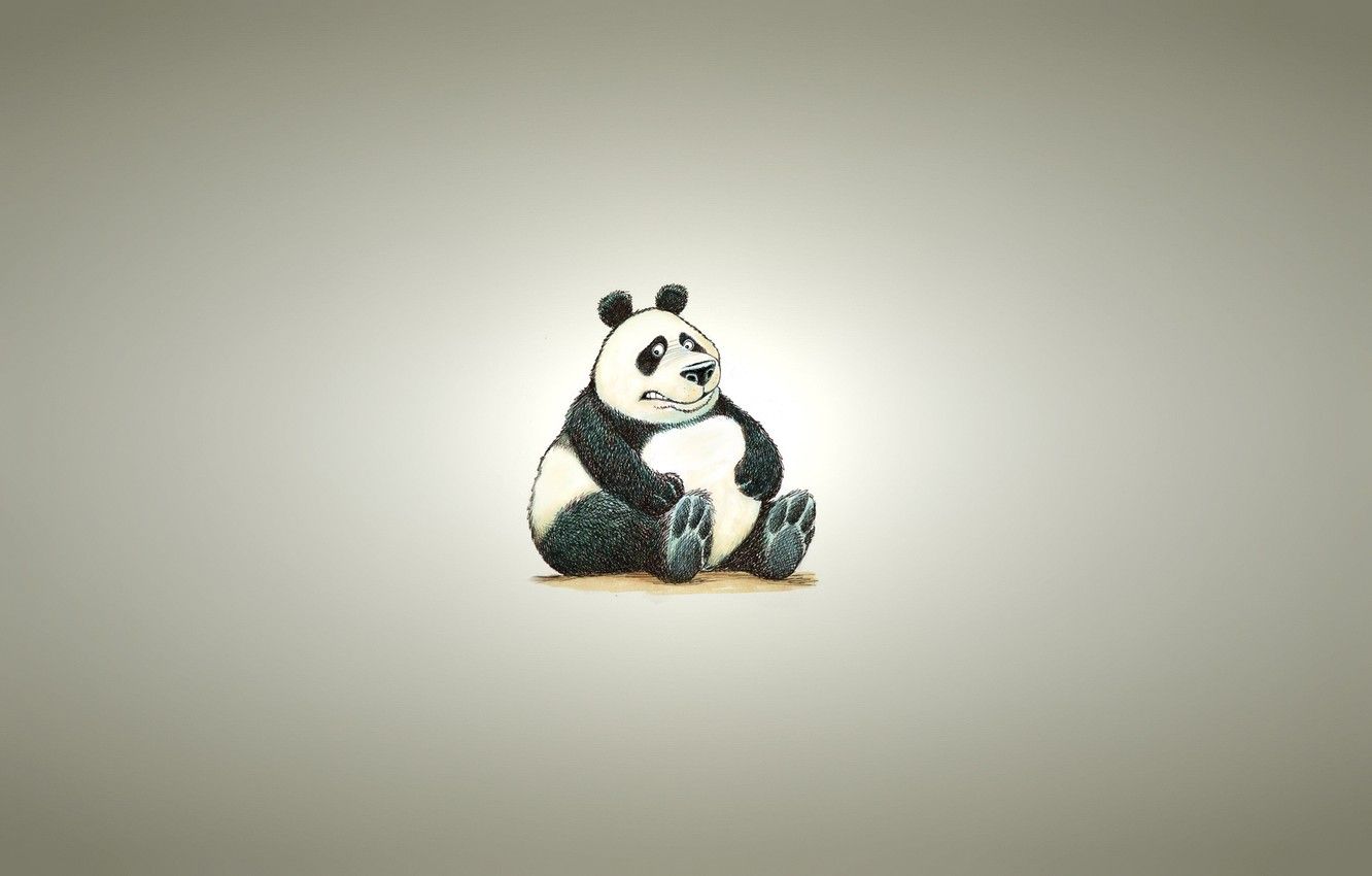 Wallpaper background, minimalism, light, Panda, sitting, panda
