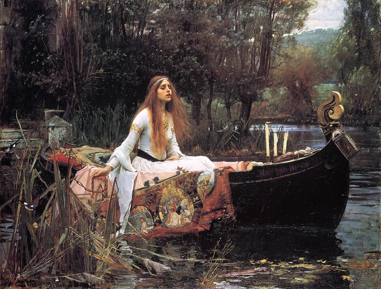 women boat john william waterhouse the lady of shalott Wallpaper
