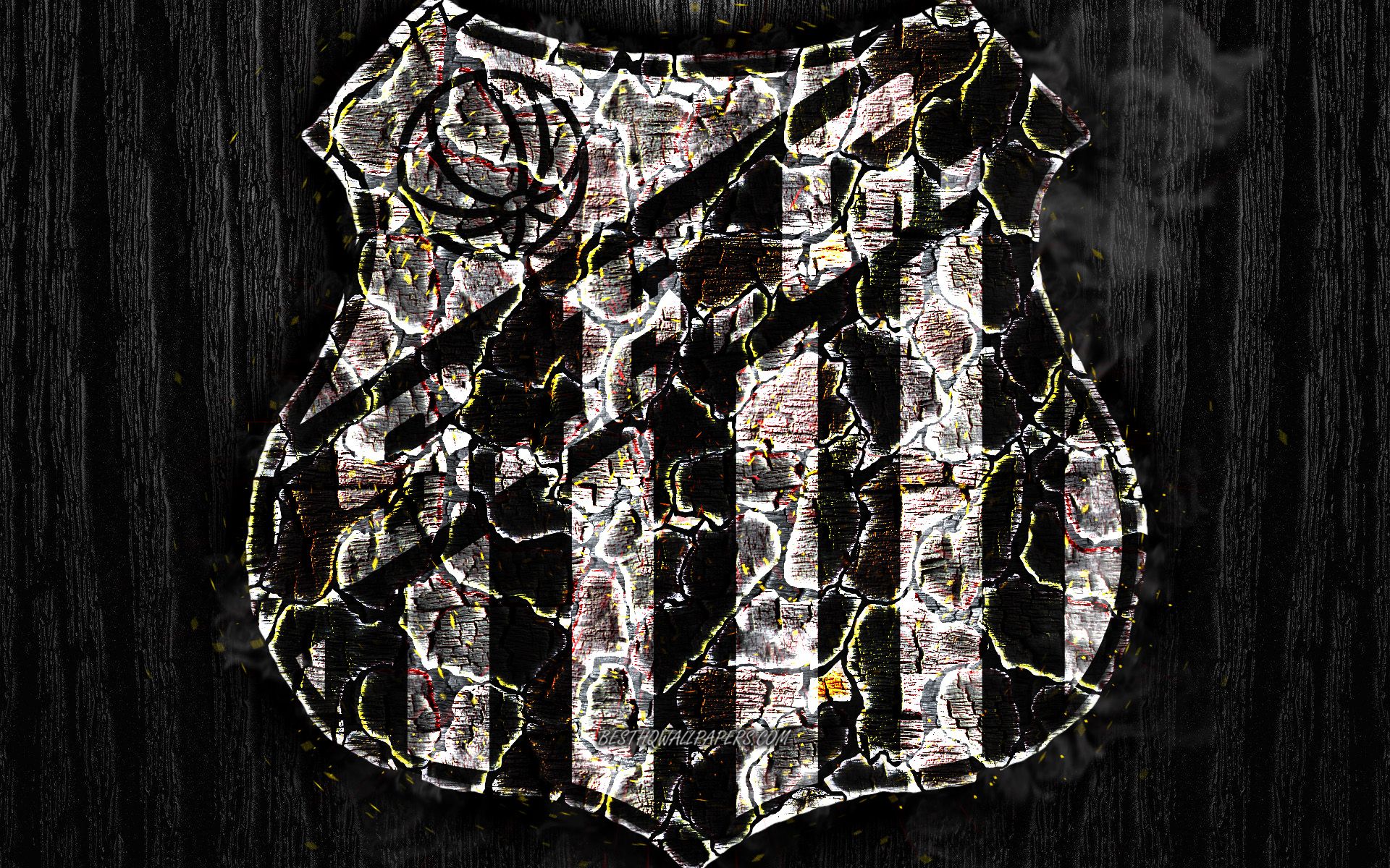 Download wallpaper Santos FC, scorched logo, Brazilian Seria A