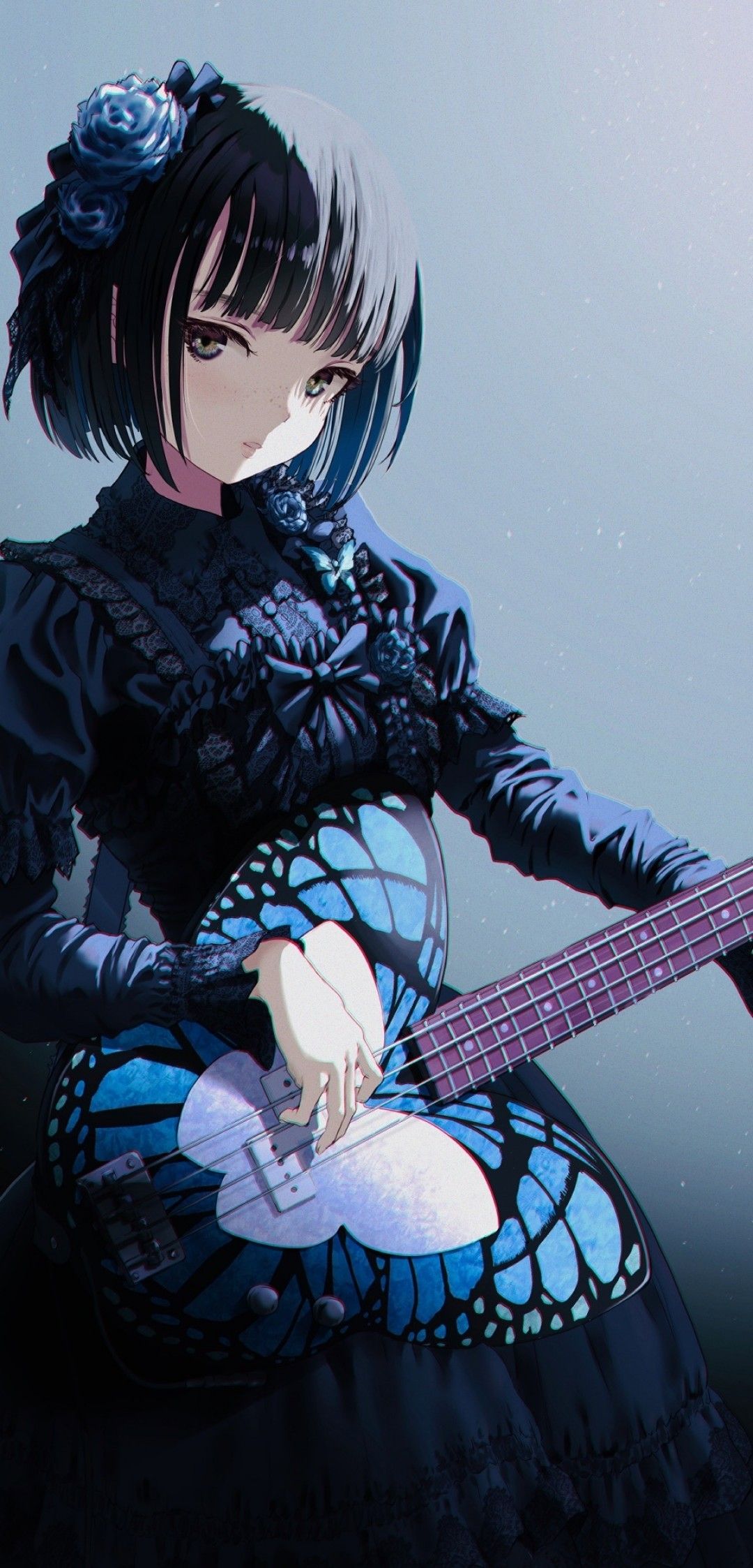 Download 1080x2246 Gothic Anime Girl, Lolita, Guitar, Instrument
